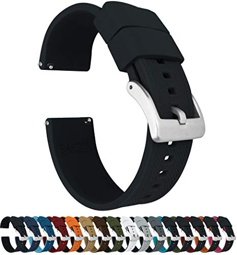 【中古】【未使用・未開封品】[BARTON WATCH BANDS] エリート シリコン腕時計用バンド - クイックリリース - ストラップカラー＆幅選択 22mm ブラック