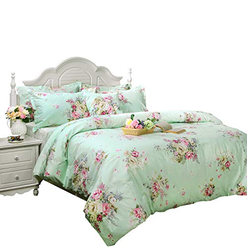 【中古】【未使用・未開封品】FADFAY グリーンフローラル布団カバーセット ヴィンテージフラワープリント寝具 低刺激性 コットン100%デザイナー寝具セット 3点セット 掛け布団