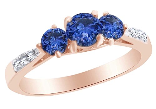 Rings - 【中古】【未使用・未開封品】シミュレートブルータンザナイト&ホワイトキュービックジルコニア3ストーンリング925スターリングシルバーで( 1.00?Cttw )