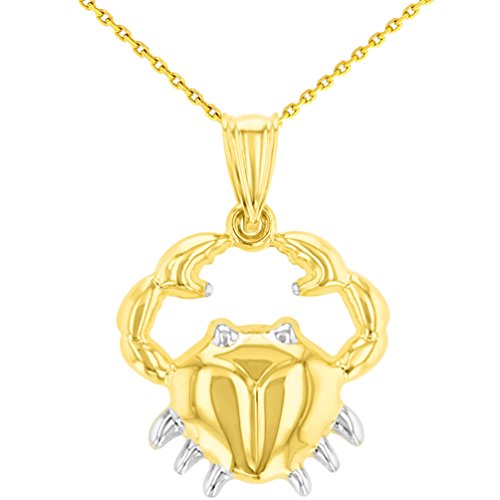 【中古】【未使用・未開封品】High Polish 14?KイエローゴールドCancer Zodiac Signペンダントカニチャームwithチェーンネックレス