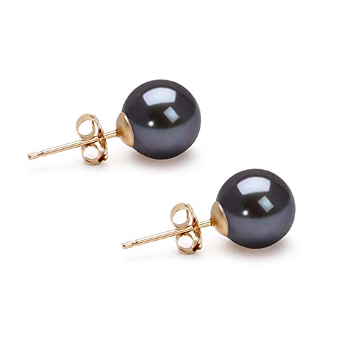 【中古】【未使用・未開封品】(オリエンジュエリー) Orien Jewelry AAAA ブラックアコヤ養殖パールピアススタッド 14Kゴールドセッティング レディース ブラック