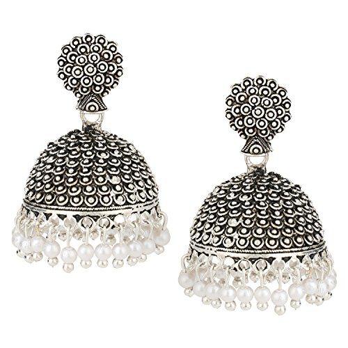 【中古】【未使用 未開封品】Efulgenz Indian Vintage Bollywood Gypsy Oxidized Gold Plated Traditional Jhumka Jhumki Earrings for Women and Girls