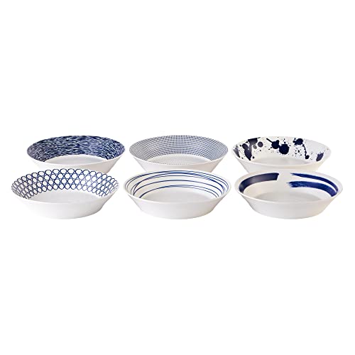 【中古】【未使用 未開封品】Pacific by Royal Doulton Set of 6 Pasta Bowl, Porcelain, Blue, 23.15 x 23.15 x 5.1 cm