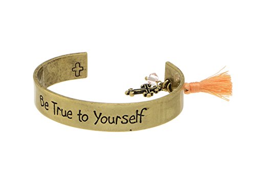 楽天AJIMURA-SHOP【中古】【未使用・未開封品】行事Gift Giving Be True to Yourself GoldtoneメッセージCuffスタイルブレスレット