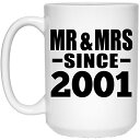 【中古】【未使用 未開封品】19th Anniversary Mr Mrs Since 2001-15oz White Coffee Mug Ceramic Tea-Cup High Quality - Gift for Wife Husband Wo-men Her Him Wedding