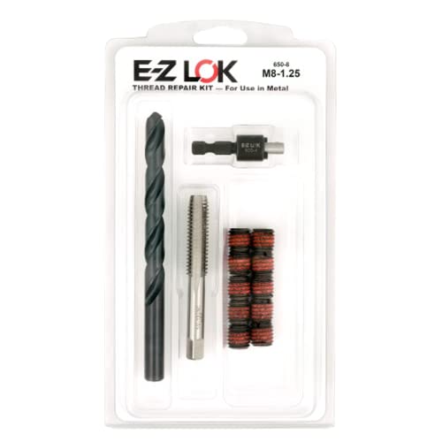 E-Z LOK EZ-650-8 Threaded Inserts for Metal; M8-1.25 Installation Kit, Steel, Black Oxide