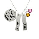 【中古】【未使用・未開封品】Personalized I Love You To The Moon And Back長方形、ラウンドチャームネックレス。カスタマイズスターリングシルバーDisc and長方形ディスク