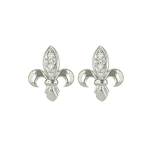 其它 - 【中古】【未使用・未開封品】スターリングシルバーFleur De Lisイヤリングキュービックジルコニアレディースorメンズ用100?%低刺激性???ニッケル&鉛フリー