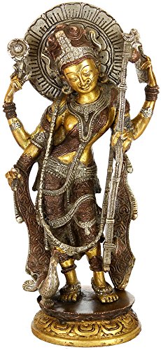 【中古】【未使用・未開封品】エキゾチックインディアStanding女神Saraswati???真鍮Statue ZDP45-brown..