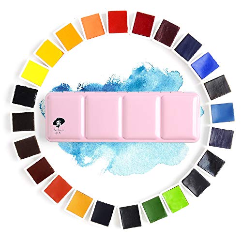 【中古】【未使用 未開封品】(24 Colors) - 24 Colours Paul Rubens Watercolour Paint Artist Grade Solid Cakes Travel Pocket Set Painting Paint with Metal Box Case