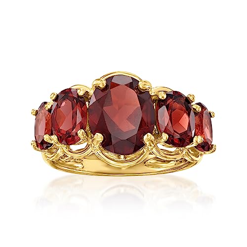 【中古】【未使用・未開封品】Ross-Simons 4.50 ct. t.w.ガーネット 5ストーンリング 18kt ゴールドオーバー スターリング