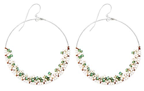 【中古】【未使用・未開封品】手作り ボヘミアン ダングル ビーズ フープ イヤリング 42mm