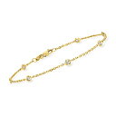 【中古】【未使用・未開封品】Ross-Simons 0.20 ct. t.w.ベゼルセットダイヤモンドステーションブレスレット 14kt イエローゴールド