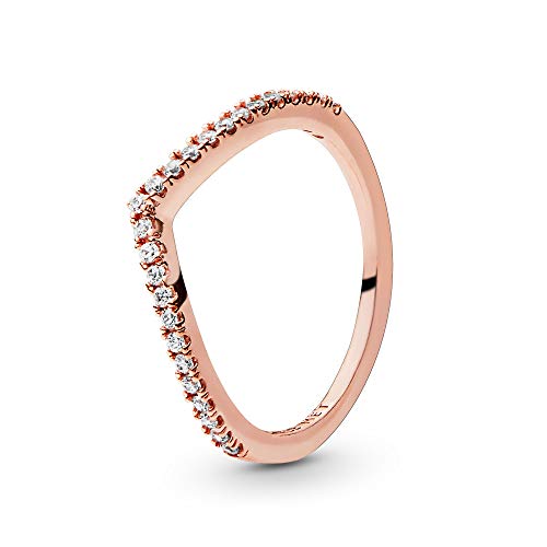 【中古】【未使用・未開封品】Pandora Jewelry 輝くウィッシュボーンキュービックジルコニアリング パンドラローズ, 金属, キュービックジルコニア