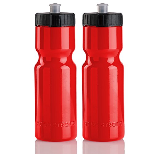 【中古】【未使用 未開封品】50 StrongスポーツSqueeze水ボトル2パック 22オンスBPA Free Easy Openプッシュ/プルキャップ USA製 レッド