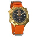 【中古】【未使用・未開封品】Vostok Komandirskie ダブルヘッドイーグル機械式メンズミリタリー腕時計 #539792 (オレンジ)