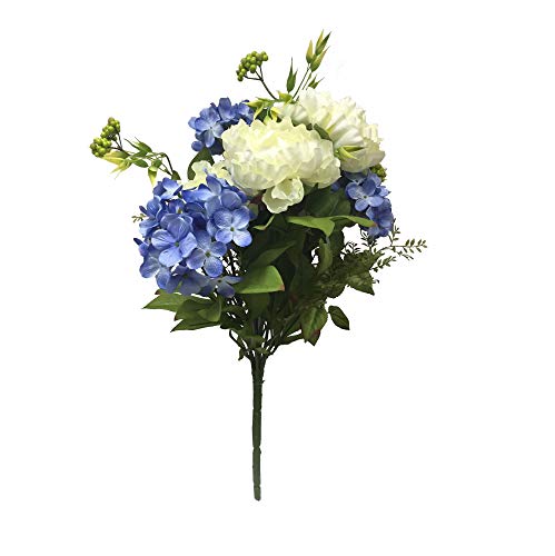 【中古】【未使用・未開封品】Vickerman Everyday 人工ブルーとホワイト 牡丹とアジサイの混合ブッシュ 長さ21インチ - プレミアムフェイクフローラル ホームデコレーション -