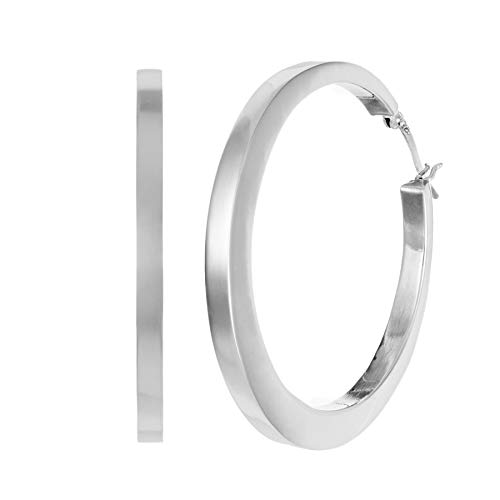 【中古】【未使用・未開封品】Silverly レディース .925スターリングシルバー ラージ スクエア チューブ ヒンジ付きフープピアス