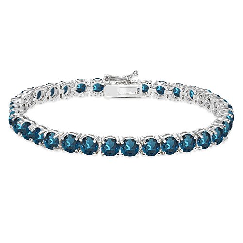 【中古】【未使用・未開封品】スターリングシルバー 5mm ラウンドカット 本物/人工/模造宝石 クラシック テニスブレスレット 7.25 inches