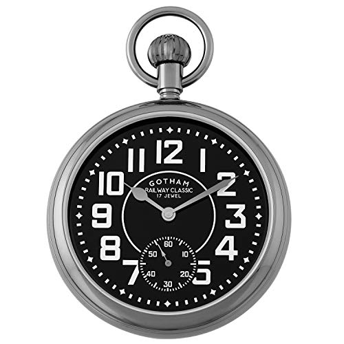 【中古】【未使用・未開封品】Gotham メンズ ガントーン機械式手巻き鉄道懐中時計 #GWC14102BBK
