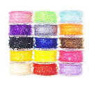 【中古】【未使用 未開封品】(A.15 colors with a packing box) - Riverruns Crystal Tinsel Chenille Thread Flash Cactus Chenille Fly Tying Thread Material for Streame