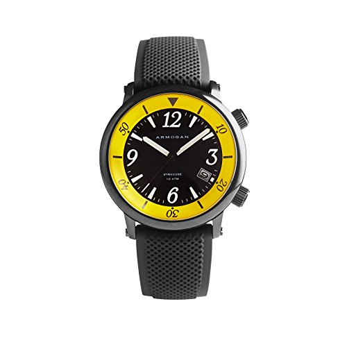 【中古】【未使用・未開封品】Armogan Syracuse???ブラックスチールn24???メンズ腕時計シリコンストラップ