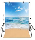 【中古】【未使用・未開封品】Yeele 8?x 10ft Seaside Beach Photo Backdropsビニールブルースカイと白雲クリア日写真背景夏海Sea Holiday Studio小道具