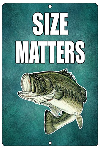 【中古】【未使用・未開封品】Rogue River Tactical Funny Size Matters釣りメタルTin Sign壁装飾Bass Fish Man Caveバー