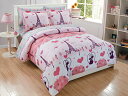 【中古】【未使用・未開封品】(Comforter Twin) - Fancy Linen Teens/Girls 5pc Twin Comforter Set Paris Eiffel Tower Hearts Pink Grey New Paris