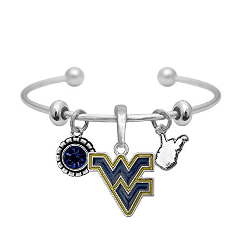 スポーツアクセサリーStore West Virginia Mountaineers Home Sweet HomeシルバーCrystal CuffブレスレットジュエリーWVU