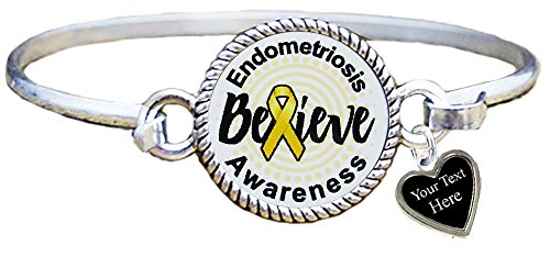 Holly Road Endometriosis AwarenessシルバーBelieveブレスレットジュエリーChoose Yourテキスト