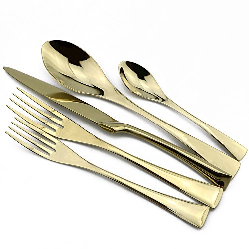 jankng 18?/10ステンレススチールミラー研磨Flatware Set イエロー JKKY839CHAMP54