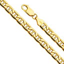 【中古】【未使用・未開封品】14?Kイエローゴールド6.2?MM Hollow Marinerベベルチェーンブレスレットwith Lobster Claw Cl...