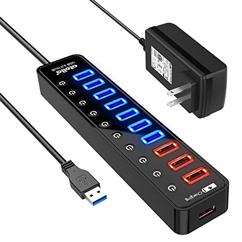 【中古】【未使用 未開封品】Powered USB 3.0ハブ USB 3.0データハブ個々 7でスマート充電ポートUSB 3.0データポート 4ポート11 on/offスイッチと12 V/4 a電源アダ