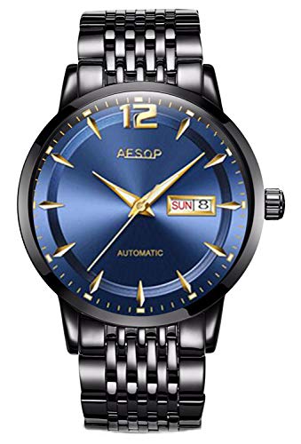 【中古】【未使用・未開封品】Men 's Luminous Automatic Mechanical Watches Ultrathinアナログ表示ビジネス腕時計 40mm ブルー