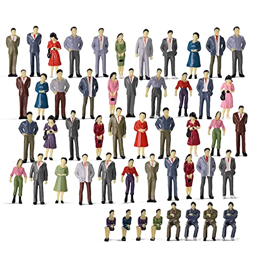 【中古】【未使用・未開封品】P50 50pcs Model Trains Architectural 1:50 Scale Painted Figures O scale sitting and standing people for miniature scenes New