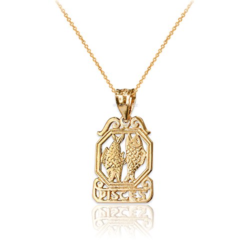 Chromium - 【中古】【未使用・未開封品】La Blingz 10?KイエローゴールドオープンデザインPisces Zodiacチャームネックレス ゴールド