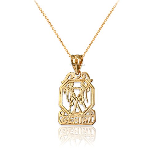 【中古】【未使用・未開封品】La Blingz 14?Kイエローゴールドオープンデザインジェミニゾディアックチャームネックレス ゴールド