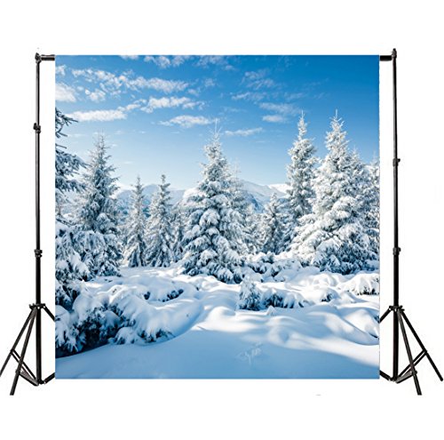 【中古】【未使用・未開封品】Leyiyi 10x10フィート 写真背景 雪で覆われた山 背景 寒い冬 松 森 日光 メリークリスマス ハッピーニューイヤー アルプス ブルースカイ 雲 写真