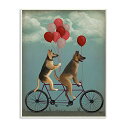 【中古】【未使用・未開封品】The Stupell Home Decor Collection ジャーマンシェパード 自転車に乗った犬 風船付き ジークレー テクスチャーアート マルチカラー 13x19 aap-1