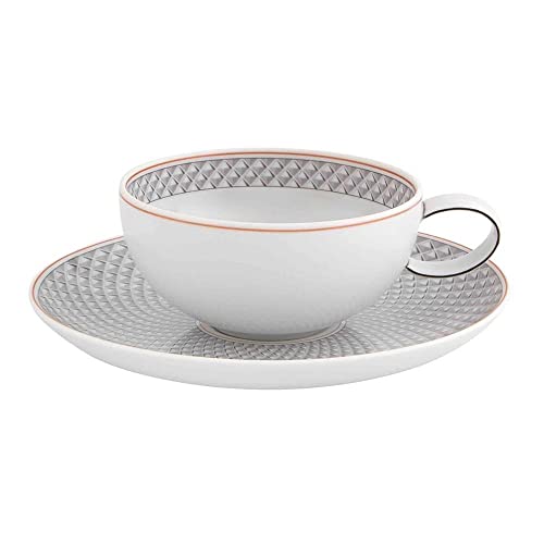 【中古】【未使用・未開封品】Vista Alegre 磁器 マヤティーカップ&ソーサー - 4個セット L グレー