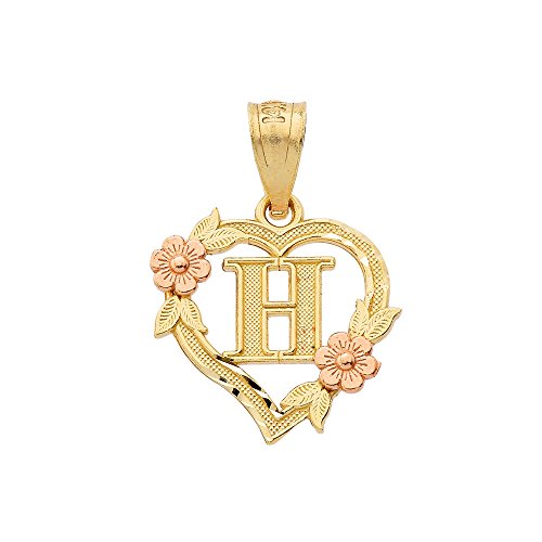 【中古】【未使用・未開封品】10K 美しいツートーンイニシャルハートペンダント 女性用 イエローとロー..