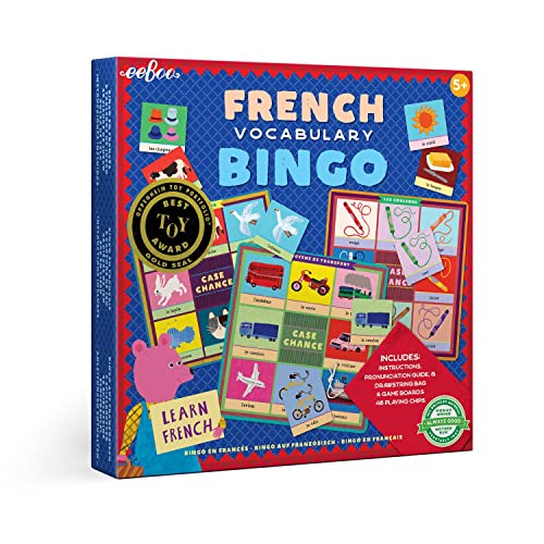 【中古】【未使用・未開封品】eeBoo: フランス語ビンゴ語彙ゲーム 発音ガイド&ドローイングバッグ ゲームボード6枚 プレイチップ48枚 プレイヤー2~6人用 対象年齢5歳以上