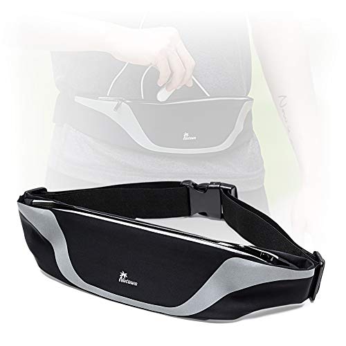 yÁzygpEJiz(Black) - Nacuwa Running Belt, Adjustable Waist Pack - Waterproof Runners Belt for Hiking Fitness - Reflective Waist Bag with 2 Pockets