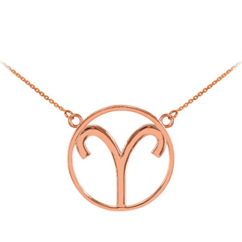 【中古】【未使用・未開封品】La Blingz 14?K Polishedローズゴールド牡羊座サインネックレス