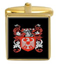 【中古】【未使用・未開封品】Select Gifts クリーバー 英国の家紋 名札 金色のカフスボタン 刻印入りボックス