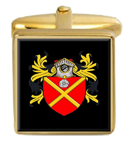 【中古】【未使用・未開封品】Select Gifts カリー アイリッシュ ファミリー クレスト 名前 コート オブ アームズ ゴールド カフリンクス 刻印ボッ...