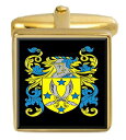 【中古】【未使用・未開封品】Select Gifts ヤングアイルランド ファミリー クレスト 姓の紋章 ゴールドカフリンクス 刻印ボックス