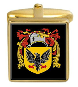 【中古】【未使用・未開封品】ギフト選択・カレンアイルランド家紋Surnameの国章ゴールドCufflinks Engravedボックス