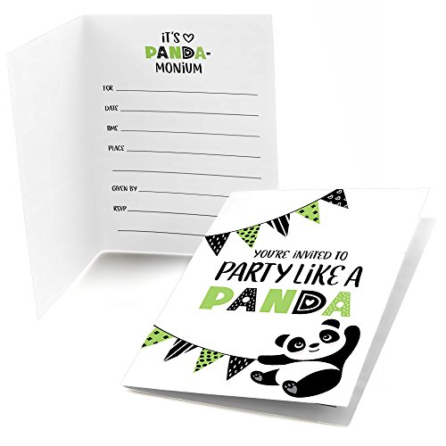 【中古】【未使用・未開封品】Big Dot of Happiness Party Like a Panda Bear - Fill In Baby Shower or Birthday Party Invitations 8 count 